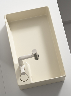 奶油风台上盆隐藏式侧排后排下水阳台洗手盆洗衣盆洗脸盆陶瓷家用