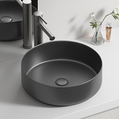 枪灰色圆形台上盆家用洗手盆陶瓷洗脸盆卫生间洗漱面盆阳台洗手池