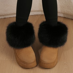 仿狐狸毛雪地靴脚套辣妹亚文化毛绒堆堆鞋 套圈 袜秋冬仿皮草毛毛鞋