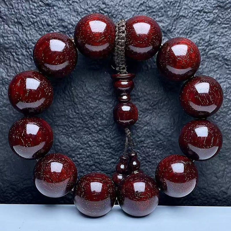 紫檀木手串男款小叶紫檀满金星老料高密度12颗佛珠饰品手钏包邮