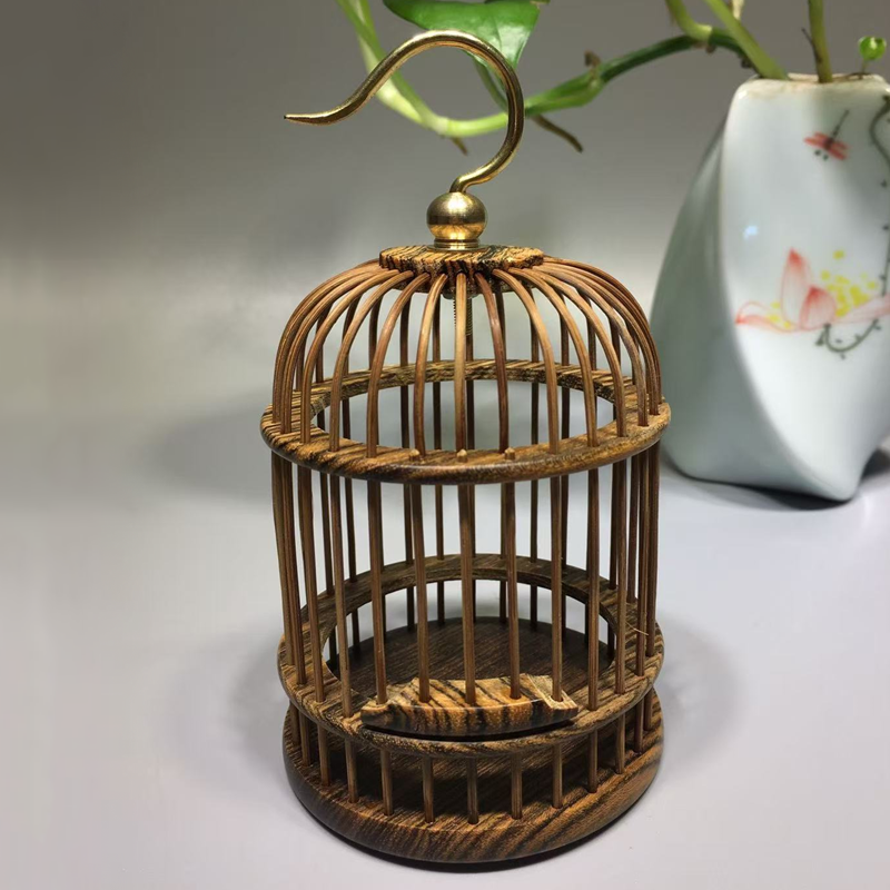 小号蛐蛐笼实木蝈蝈笼手工昆虫宠物笼鸟笼香薰户外挂件香炉中式