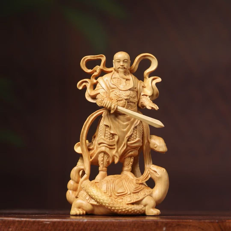 真武大帝神像木雕实木玄天上帝