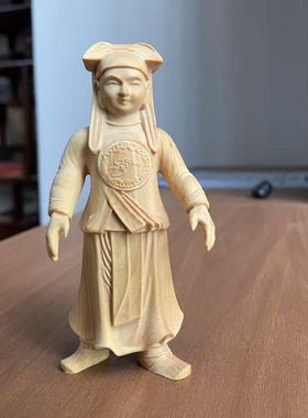 王朝马汉张龙赵虎木雕摆件神像五方童子黄杨木实木雕刻玄关装饰