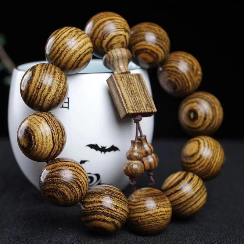 虎皮檀手串红木佛珠实木手钏虎斑木广西黄花梨南美花梨硬木包邮