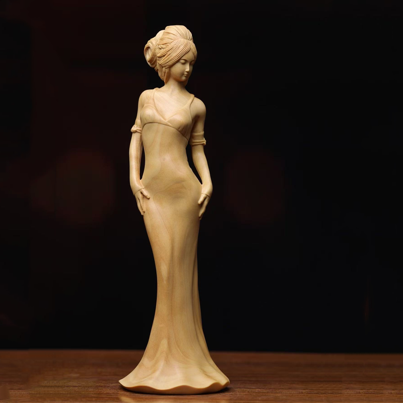 美女雕刻实木摆件装饰艺术工艺品