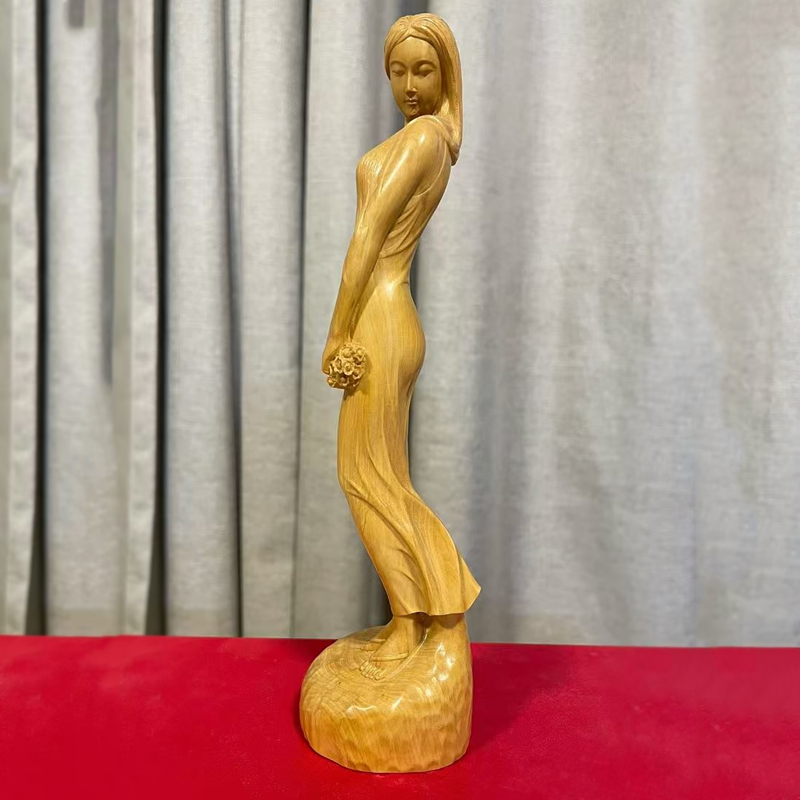 花样年华美女木雕摆件实木人体艺术雕刻黄杨木形象造型雕刻抽象
