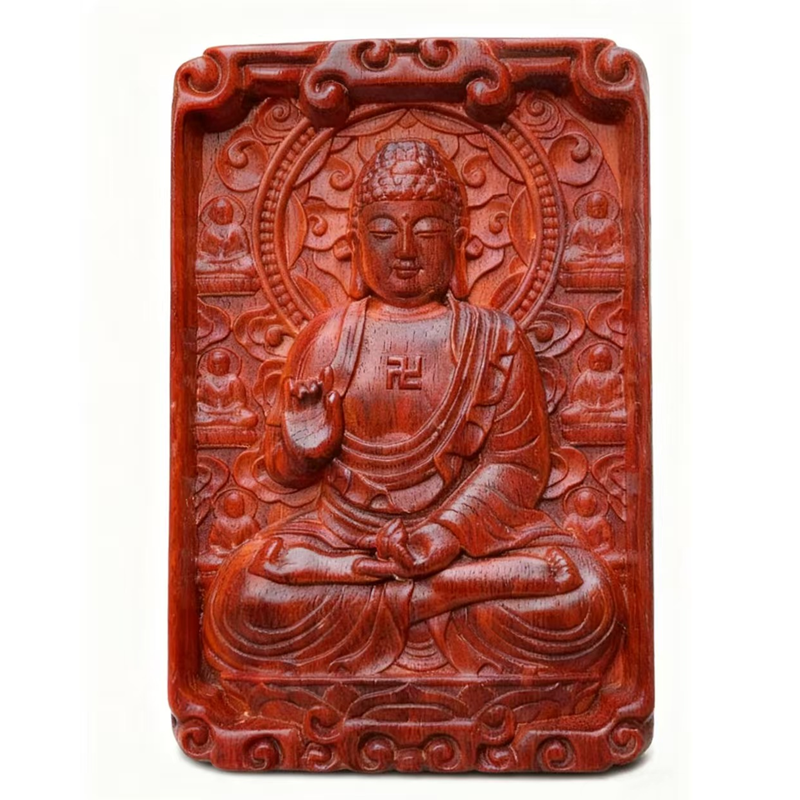 如来佛牌实木雕刻红木小叶紫檀释迦牟尼46平安牌挂件吊坠木雕配饰