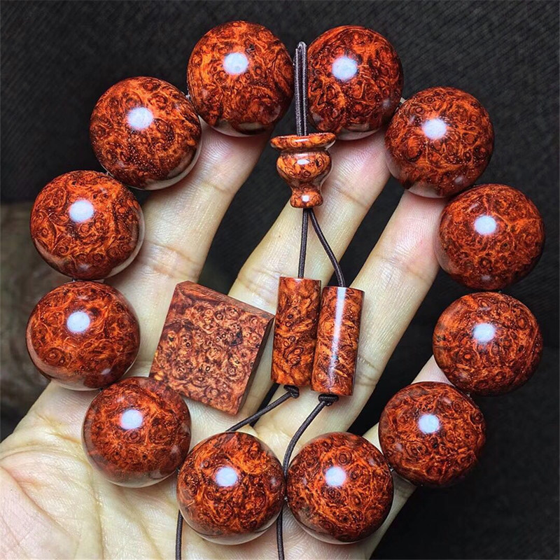 金星瘤疤紫檀20mm印度小叶爆满瘤疤佛珠缨子老料高密度木珠手串