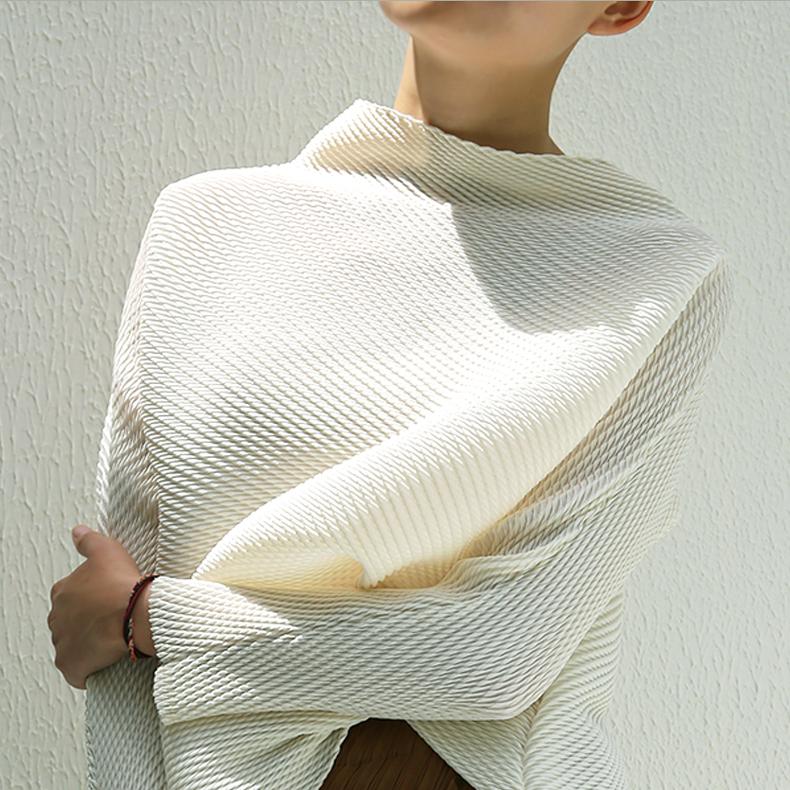 设计感不规则褶皱T恤女大码气质