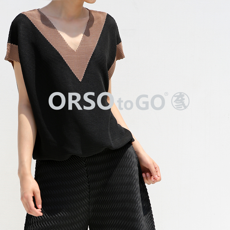 褶皱薄ORSO女装撞色T恤