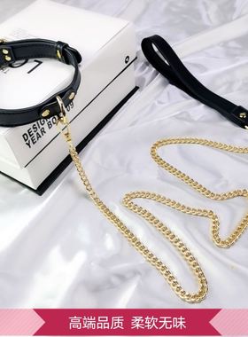 项圈女m皮质choker项链颈环puppy小狗链牵猫咪引绳项圈情侣