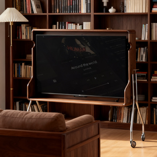 北美黑胡桃实木可移动电视机架移动支架复古落地客厅樱桃木电视柜