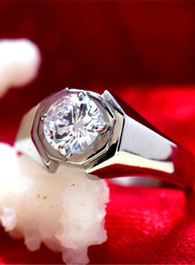 镀18k白金色钛钢仿真钻石戒指