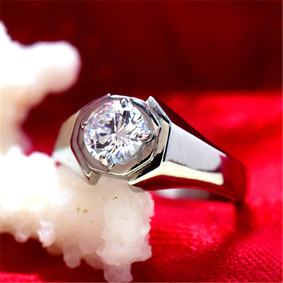 镀18k白金色钛钢仿真钻石戒指
