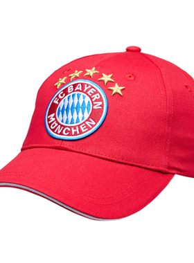 进口拜仁帽子红色纯棉卷弯檐棒球帽成人款官方正品35485品德居