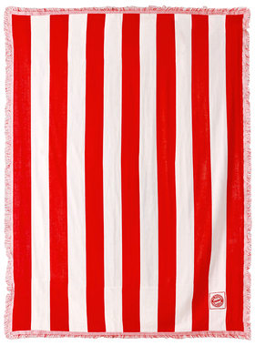 进口拜仁周边夏季薄巾红白色条纹毛巾被盖巾官方正品34985品德居