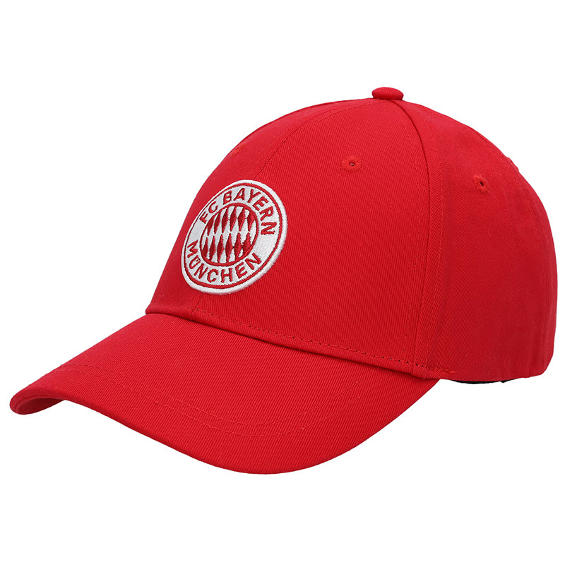 进口拜仁帽子红色/白色logo纯棉弯卷檐棒球帽官方正品35491品德居