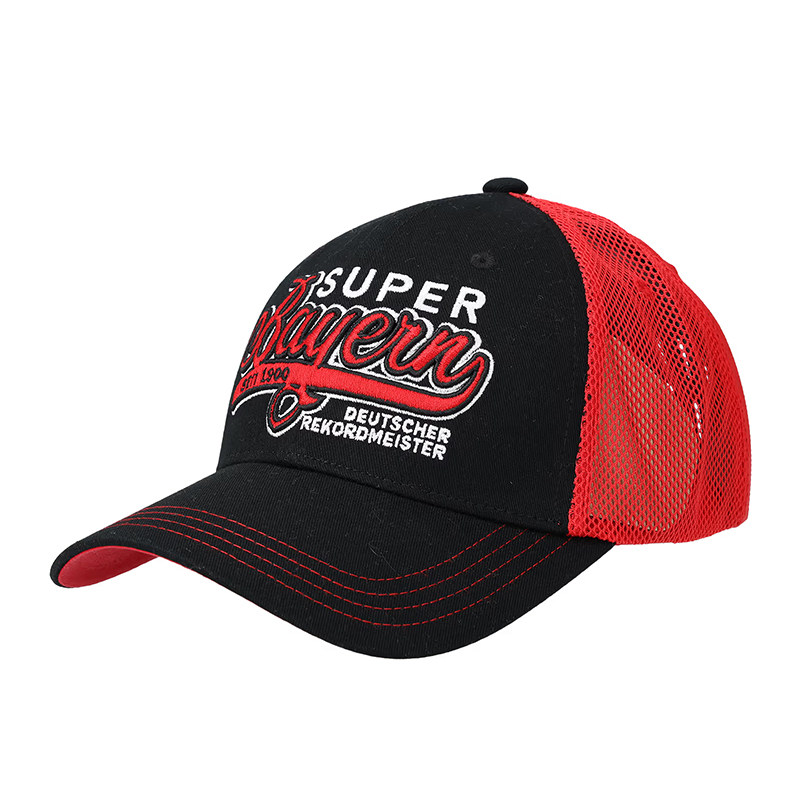 进口拜仁帽子黑红SuperBayern棉网混纺卡车帽官方正品35544品德居