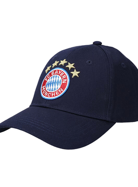 进口拜仁帽子深蓝色纯棉卷弯檐棒球帽少年款官方正品35490品德居