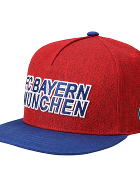 进口拜仁帽子经典红蓝配色纯棉平檐棒球帽官方正品35545品德居