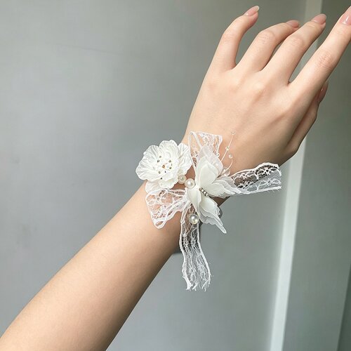 米色高级新娘姐妹团手花