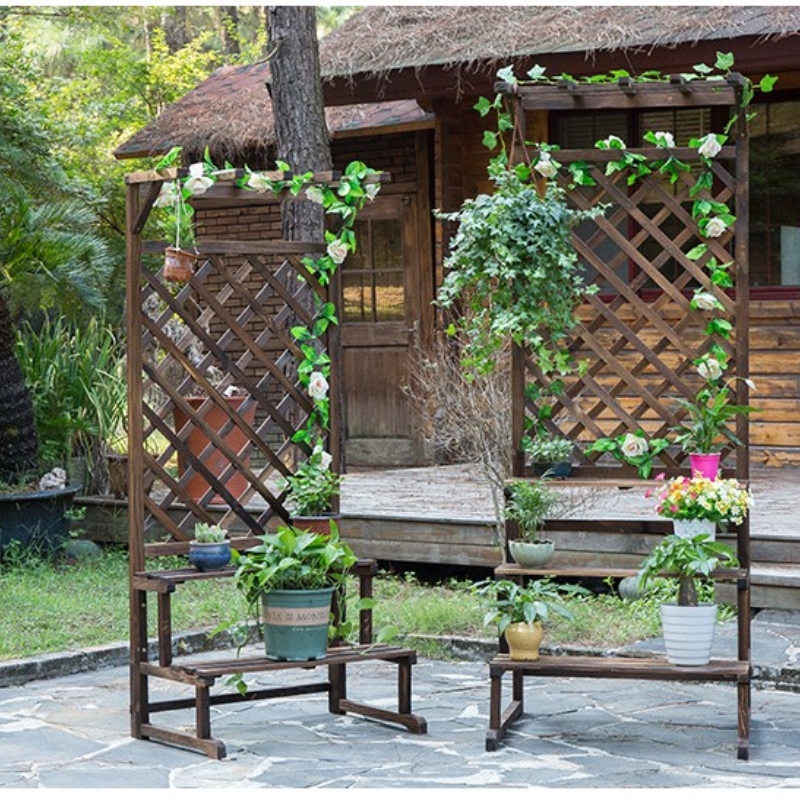 防腐木花架阳台多层阶梯落地式