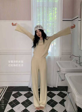 450g左右小蛮腰蕾丝温柔 慵懒公主风女家居服套装春秋 D-25137