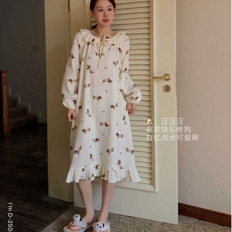 杜小宅萌趣小动物。棉纱美宅裙睡裙女D-2506