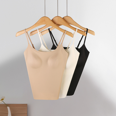 无痕背心一体式自带胸垫内衣粉底液隐形文胸吊带DD5644