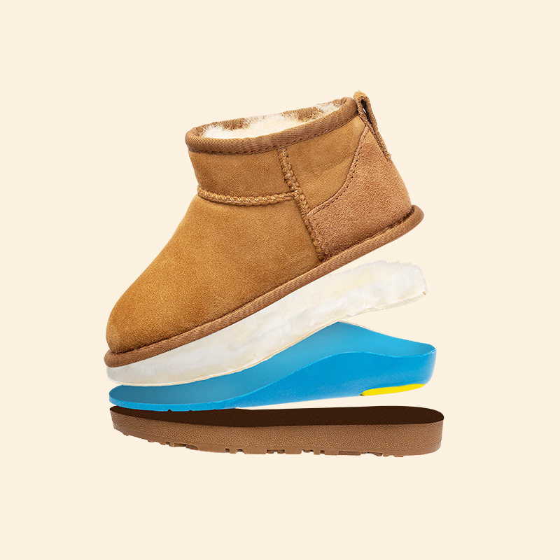 儿童雪地靴足弓支撑羊皮毛一体