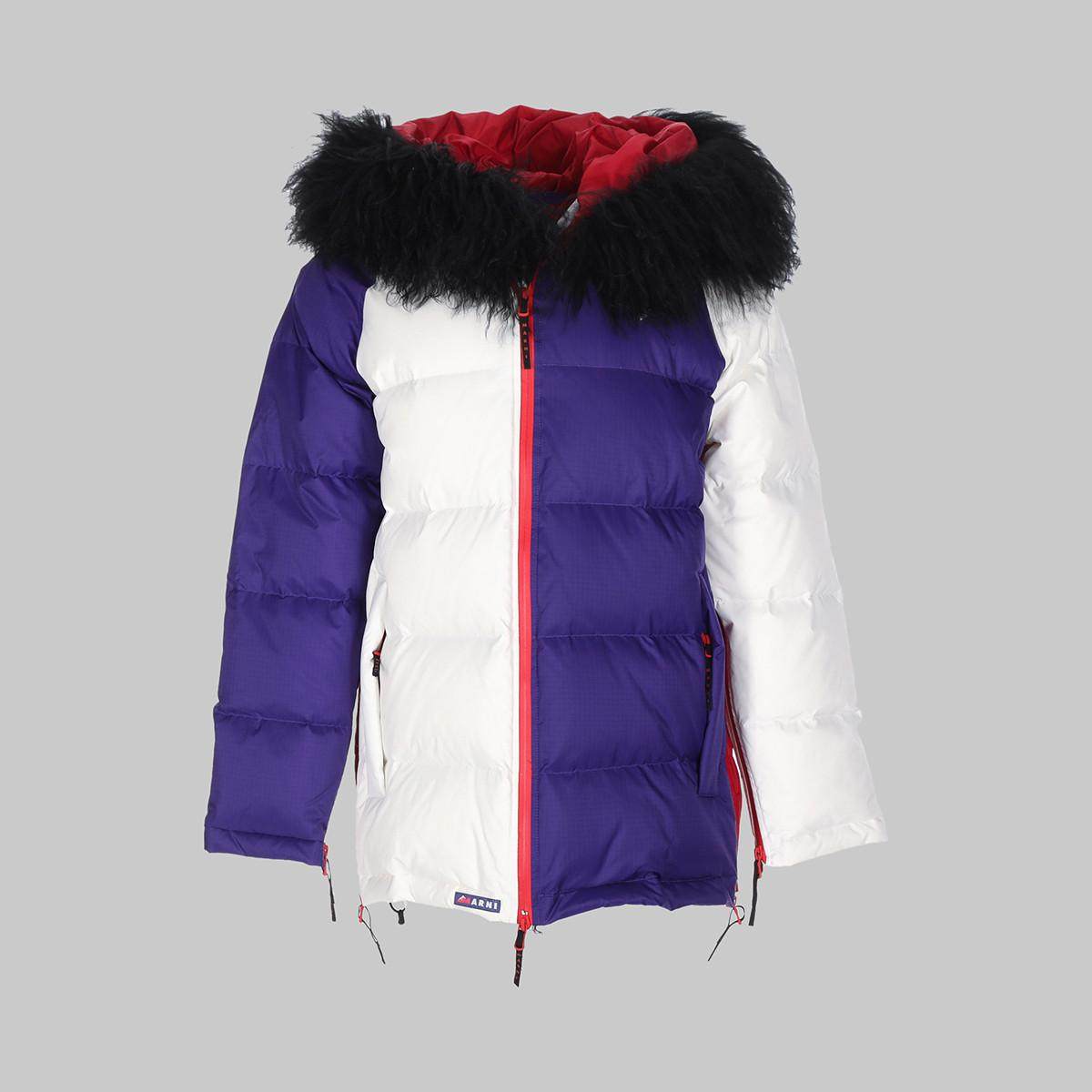 【正品折扣】MARNI秀款拼色毛领女士羽绒服