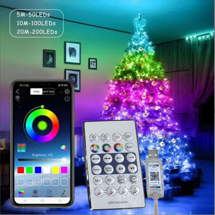 10M/20M USB Christmas Tree LED String Lights with Smart Blue