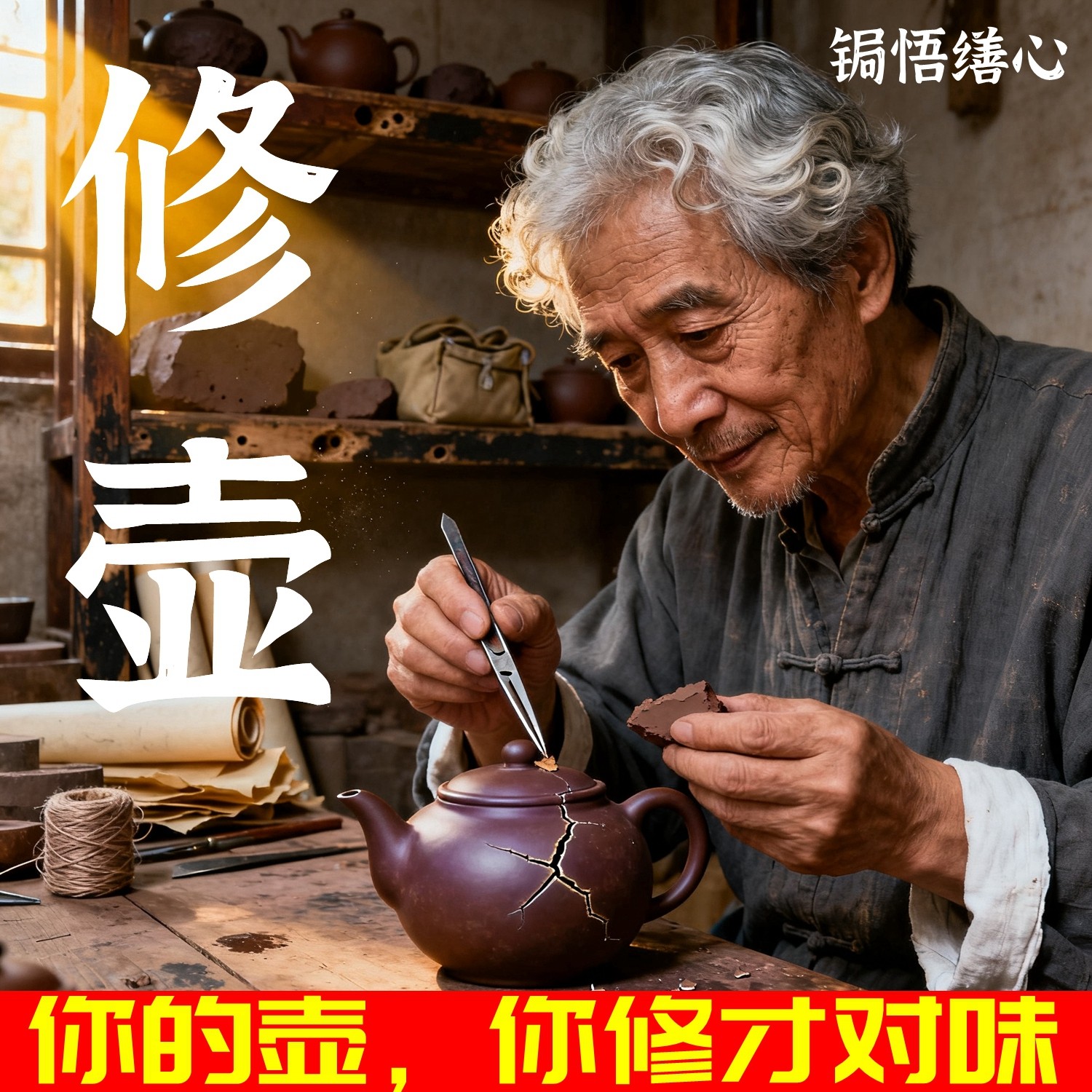 紫砂壶修复修补泥料破碎紫砂盖子裂缝修补膏修复胶牢固耐高温免烧