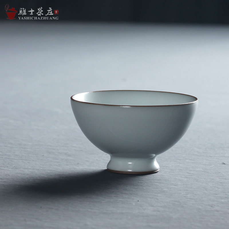 李善明汝窑茶具茶杯 汝瓷月白茶杯 开片功夫茶陶瓷茶杯汝窑单杯