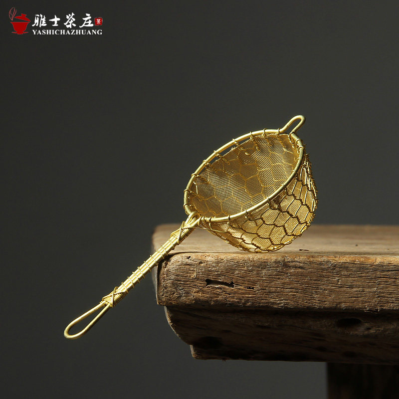 日式纯手工茶漏纯铜编制茶滤网茶叶过滤器 咖啡滤杯网架 茶具配件