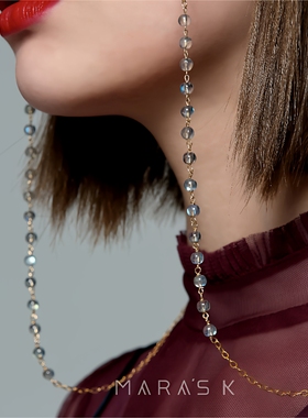 原创眼镜链女复古挂脖天然石榴石幸运与永恒的爱情石性感复古风