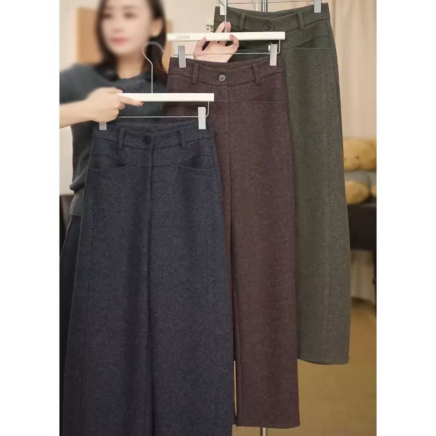 高腰显瘦百搭宽松气质弯刀裤