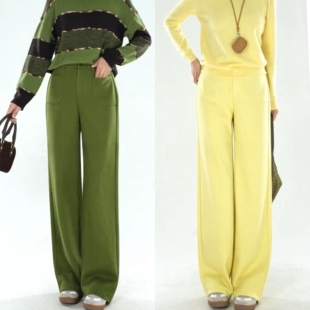 冬季加厚醋酸蚕丝羊毛窄版直筒裤高腰显瘦百搭休闲长裤阔腿女裤