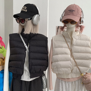 KEKEZOON 立领羽绒棉马甲女短款外穿背心坎肩外套面包服马夹 9453