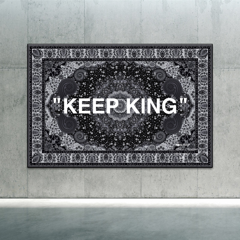 OW联名KEEP KING潮牌地毯腰果花适宜家居客厅卧室鞋墙床边可定制