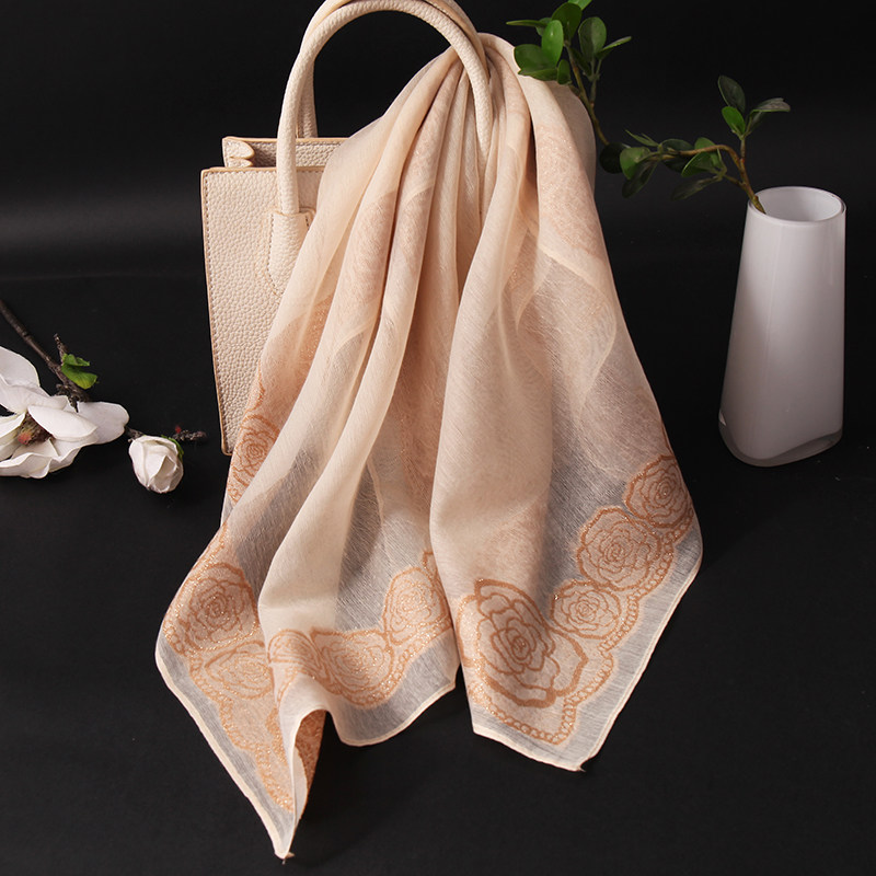 2025新款中小方巾春季薄款透气真丝丝巾桑蚕丝围巾护颈披肩高级感