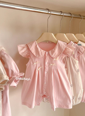 甜甜圈婴儿夏装薄款包屁衣新生儿衣服女宝宝连体衣夏季哈衣16348