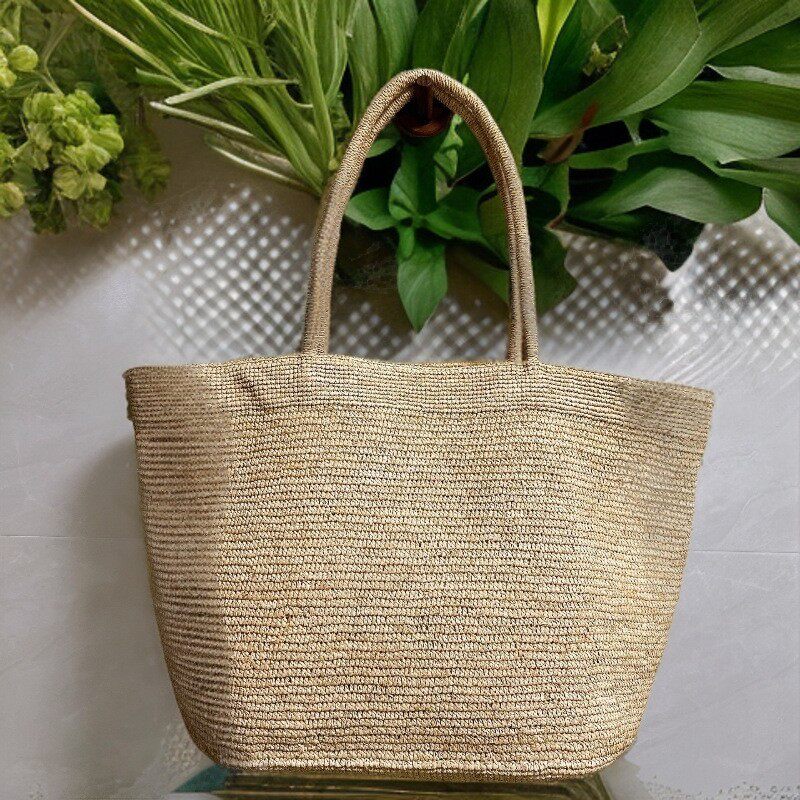 日系手钩拉菲草编织包女夏季大容