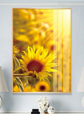 阳光金黄色向日葵暖色调装饰画心理咨询室月子中心走廊过道晶瓷画