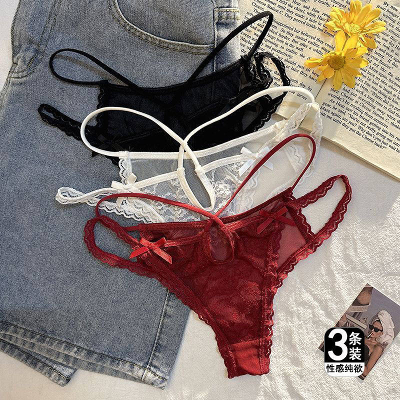 暧昧迷情~女士蕾丝性感内裤女生镂空纯欲风薄款透视少女三角裤