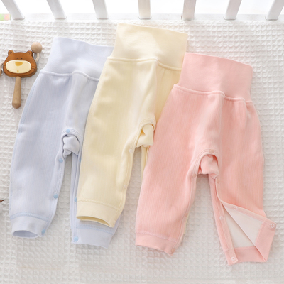 婴儿加绒加厚可开裆裤子0--2岁男女宝宝高腰护肚裤秋冬厚款保暖裤