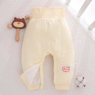 子婴儿保暖裤 宝宝高腰护肚夹棉裤 外穿 大屁屁秋冬季 新生婴幼儿棉裤