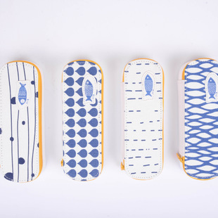 包邮促销韩国创意简约畅游系列布艺文具盒笔盒 黑白小号学生礼品