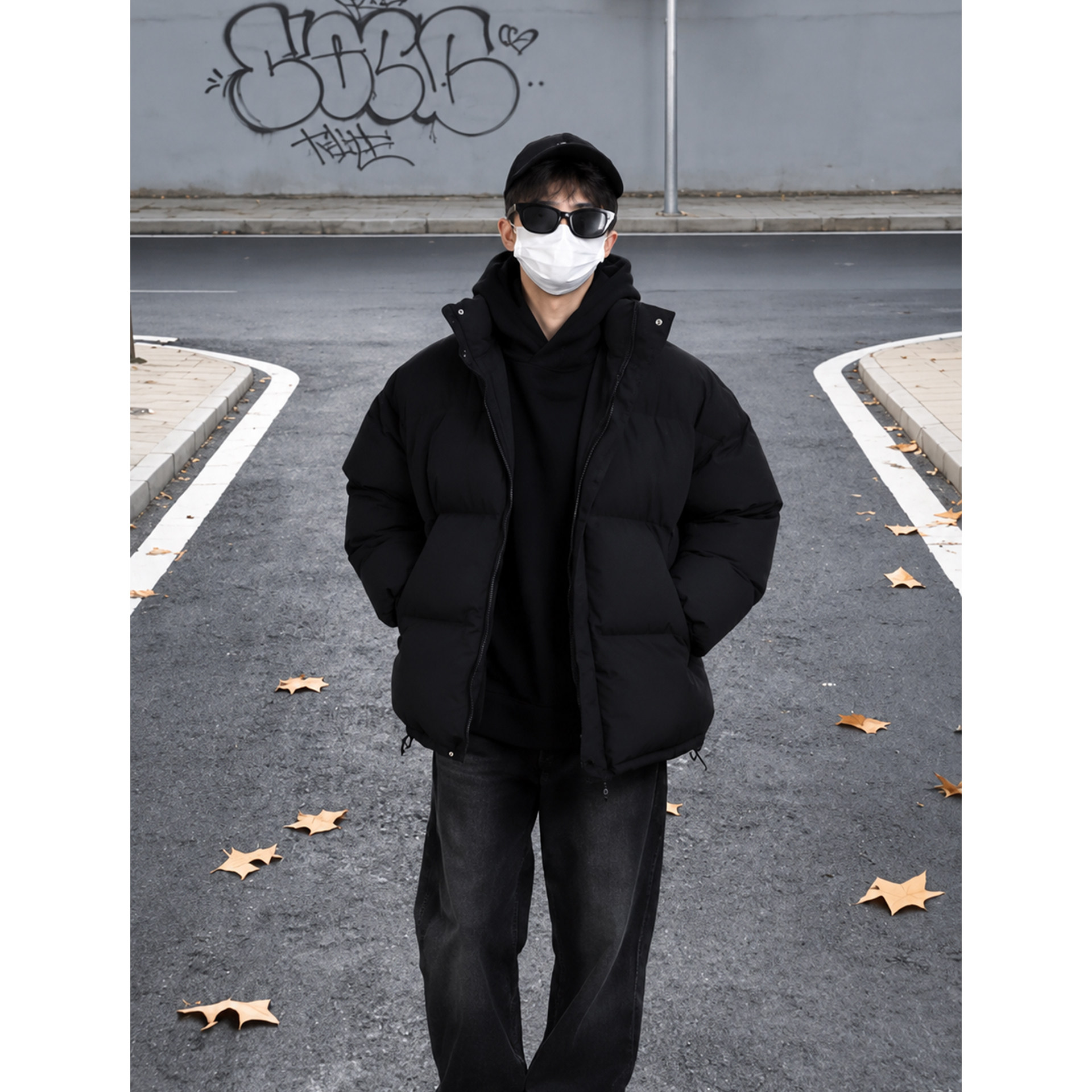 美式痞帅男士轻薄短款立领羽绒服