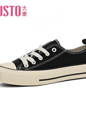 大东帆布鞋23春秋新款低跟平底圆头系带休闲女鞋23Q7006样品色差
